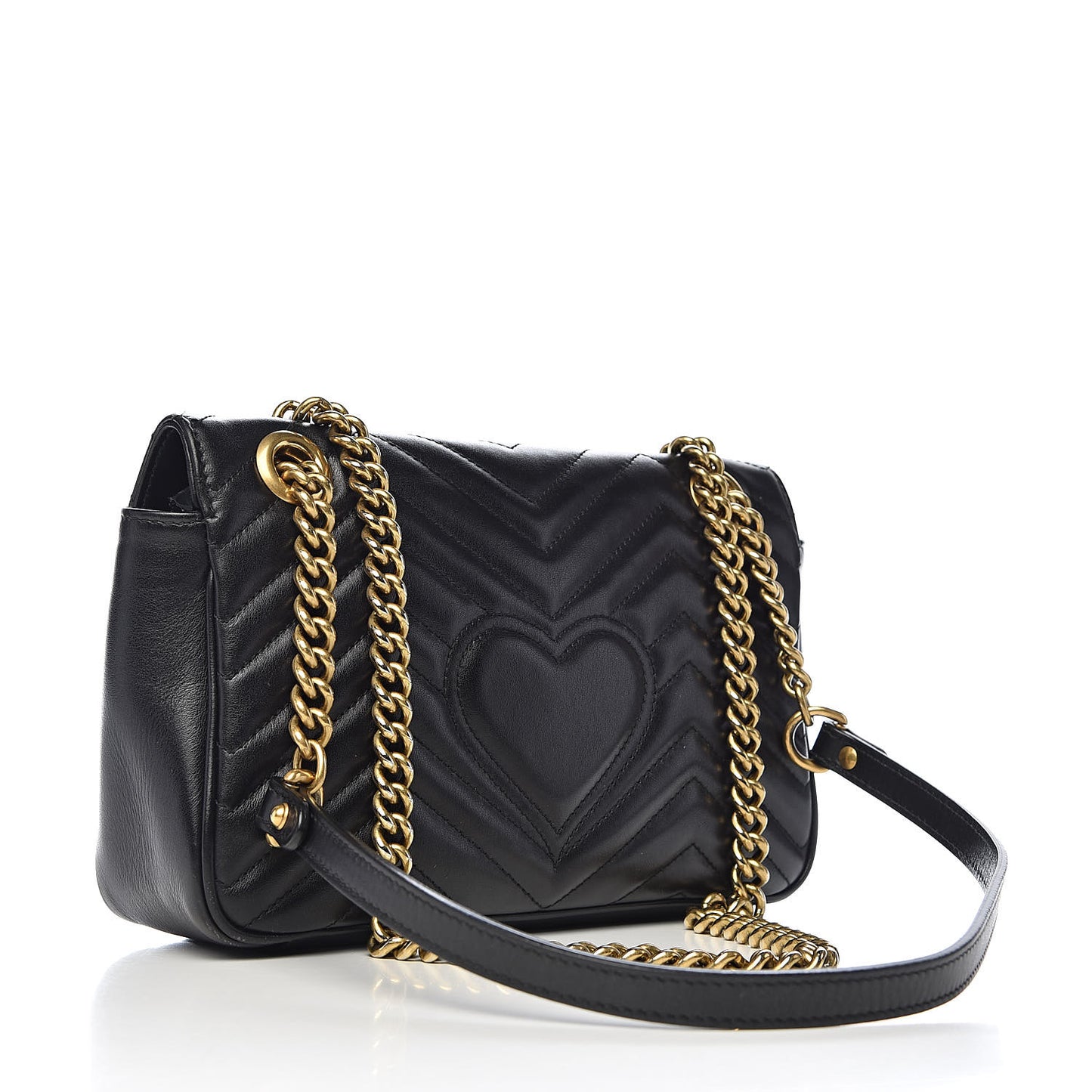 Calfskin Matelasse Small GG Marmont Shoulder Bag Black