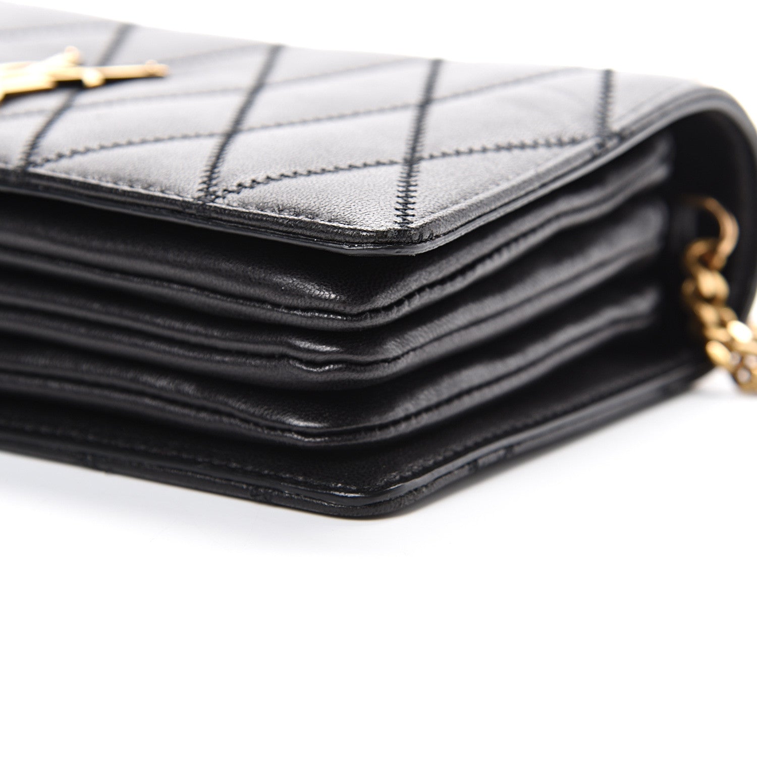 Saint Laurent Lambskin Diamond Quilted Monogram Angie Chain Bag Black 16 of 17