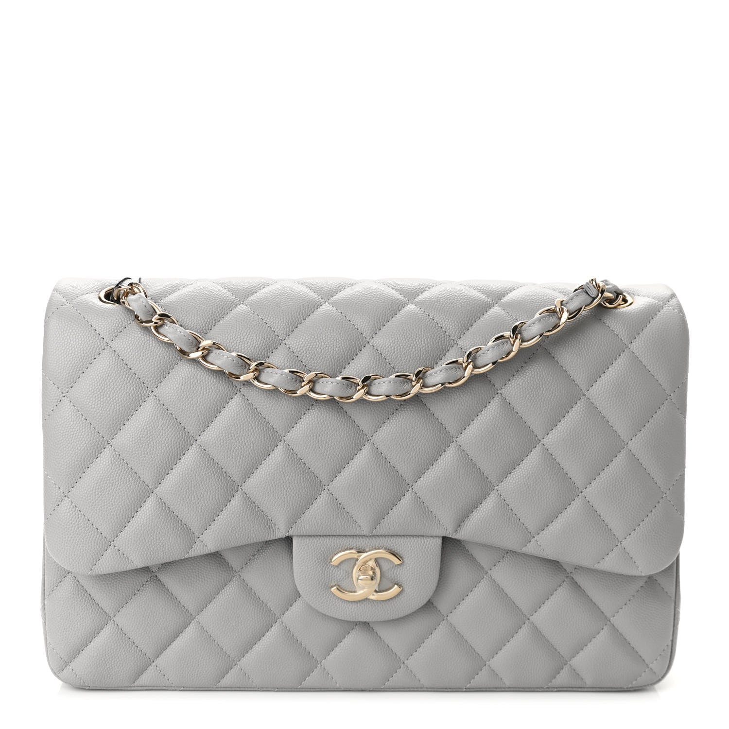 Chanel Caviar Quilted Jumbo Double Flap Grey 1 of 10