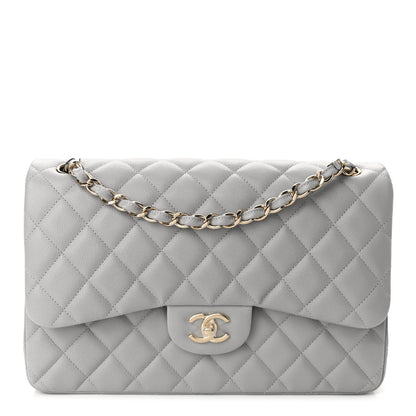 Chanel Caviar Quilted Jumbo Double Flap Grey 1 of 10