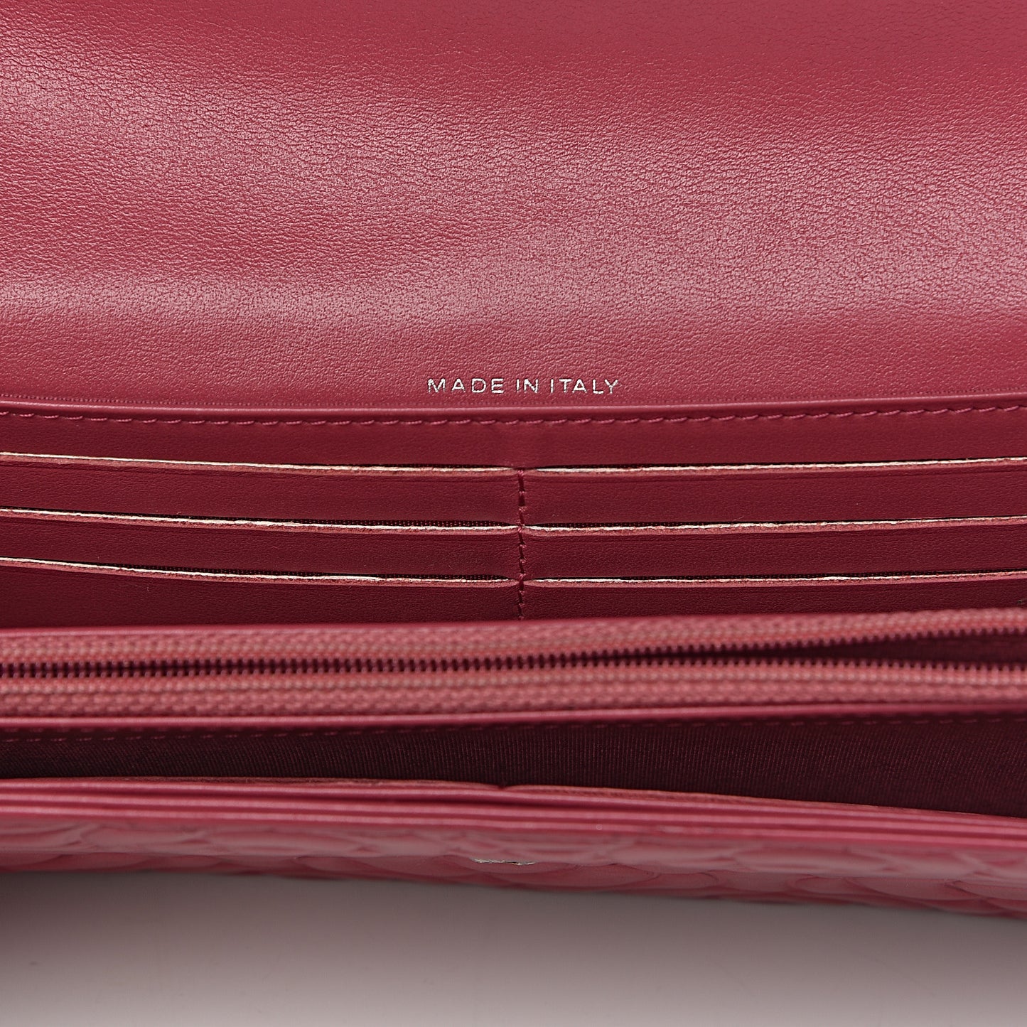 Lambskin Embossed Camellia Large Gusset Flap Wallet Pink