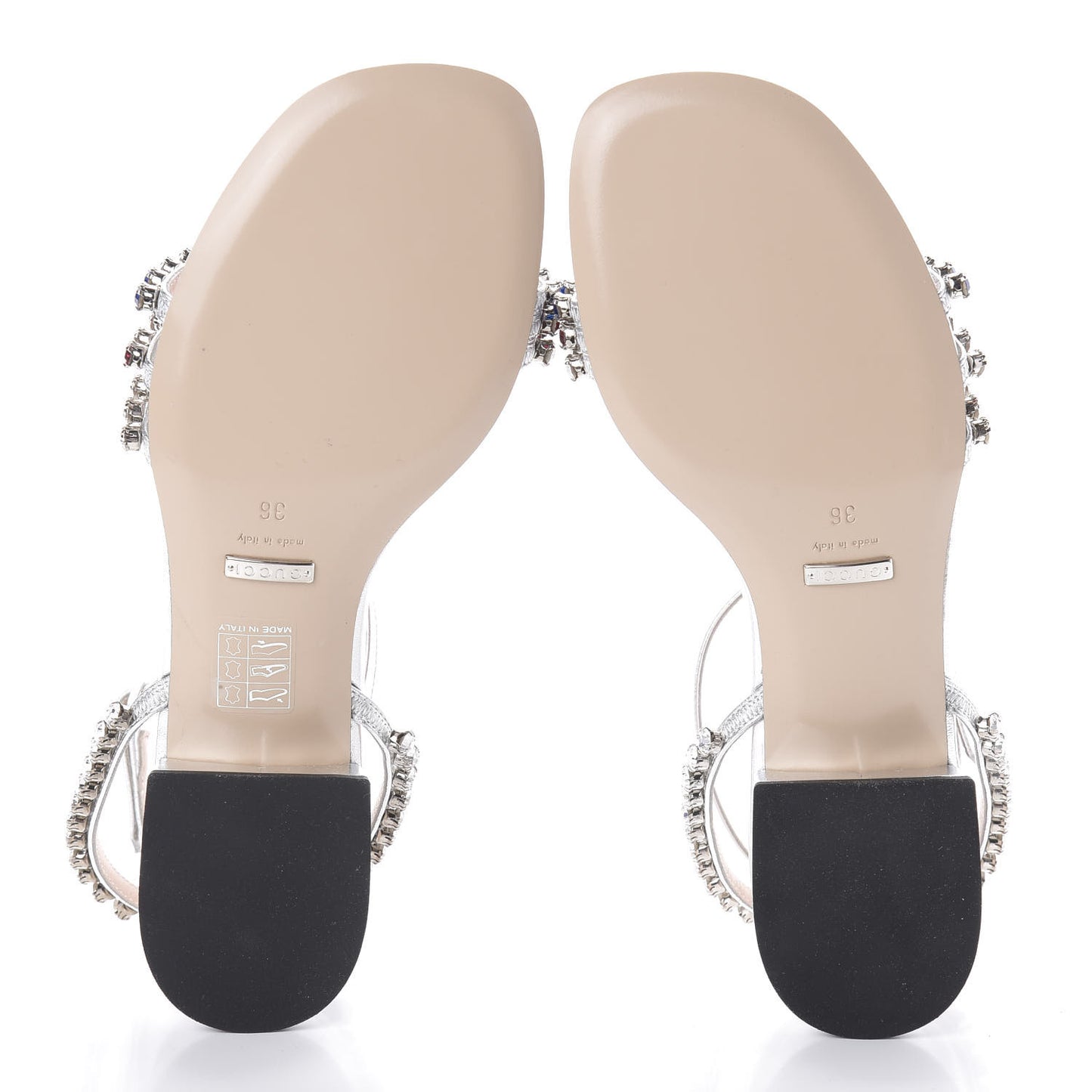 Nappa Silk Crystal Bertie T-Strap Low Heel Sandals 36 Argento