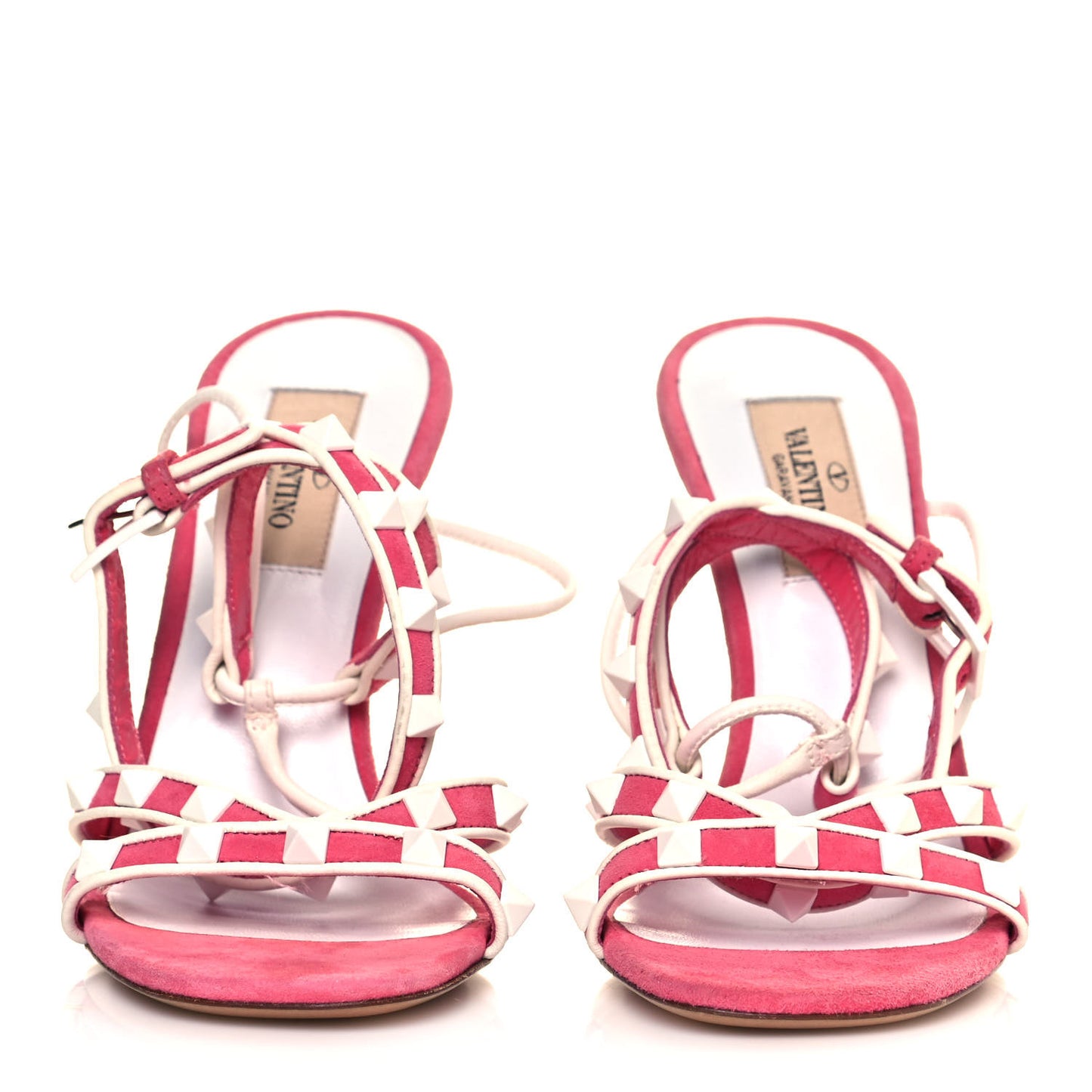 Suede Free Rockstud Ankle T-Strap 105mm Sandals 36.5 Shadow Pink White