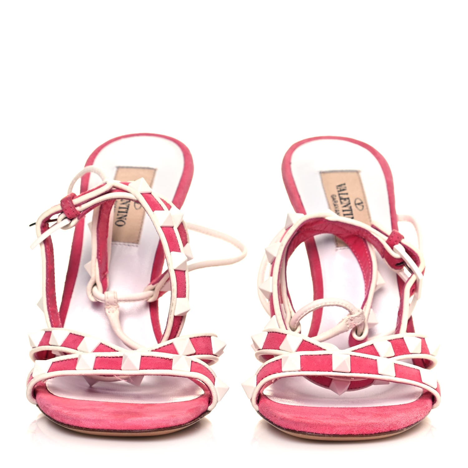 Valentino Garavani Suede Free Rockstud Ankle T-Strap 105mm Sandals 36.5 Shadow Pink White 2 of 8