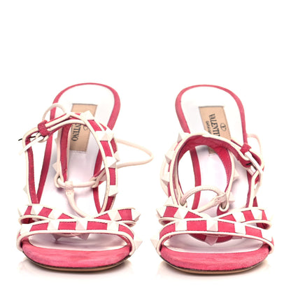 Valentino Garavani Suede Free Rockstud Ankle T-Strap 105mm Sandals 36.5 Shadow Pink White 2 of 8