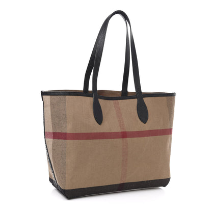 Burberry Coated Canvas Mega Check Medium Doodle Tote Black 6 of 14