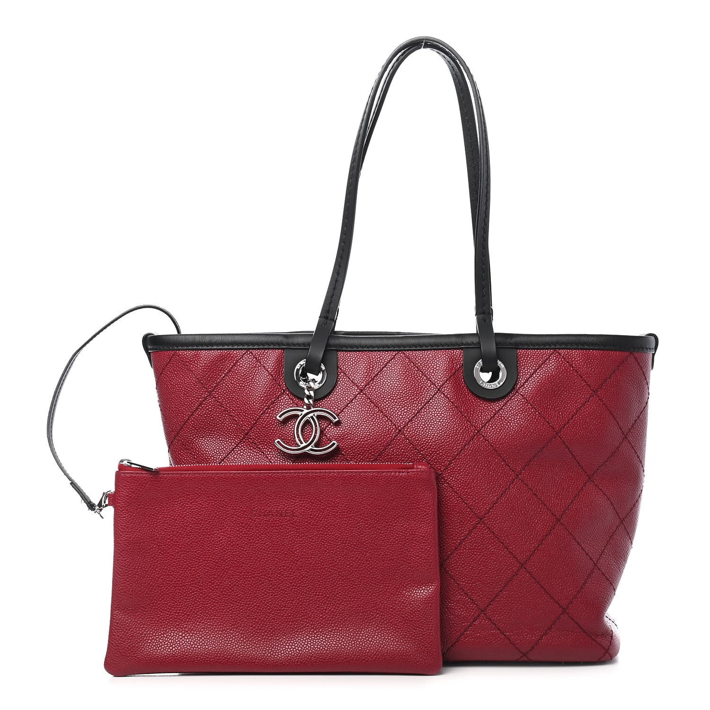 Grained Calfskin Shopping Fever Tote Red