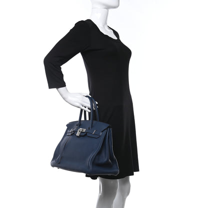 Hermes Taurillon Clemence Birkin 35 Bleu De Malte 3 of 12