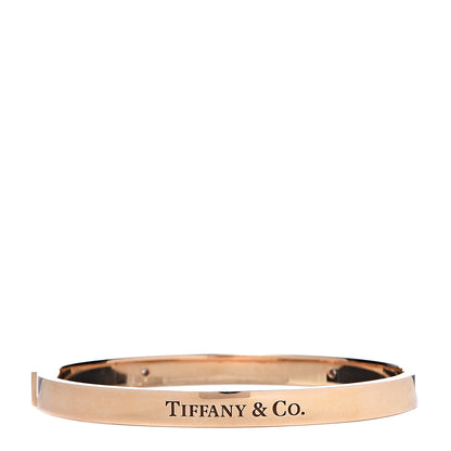 Tiffany 18K Rose Gold Diamond Hinged Bangle Bracelet 3 of 4