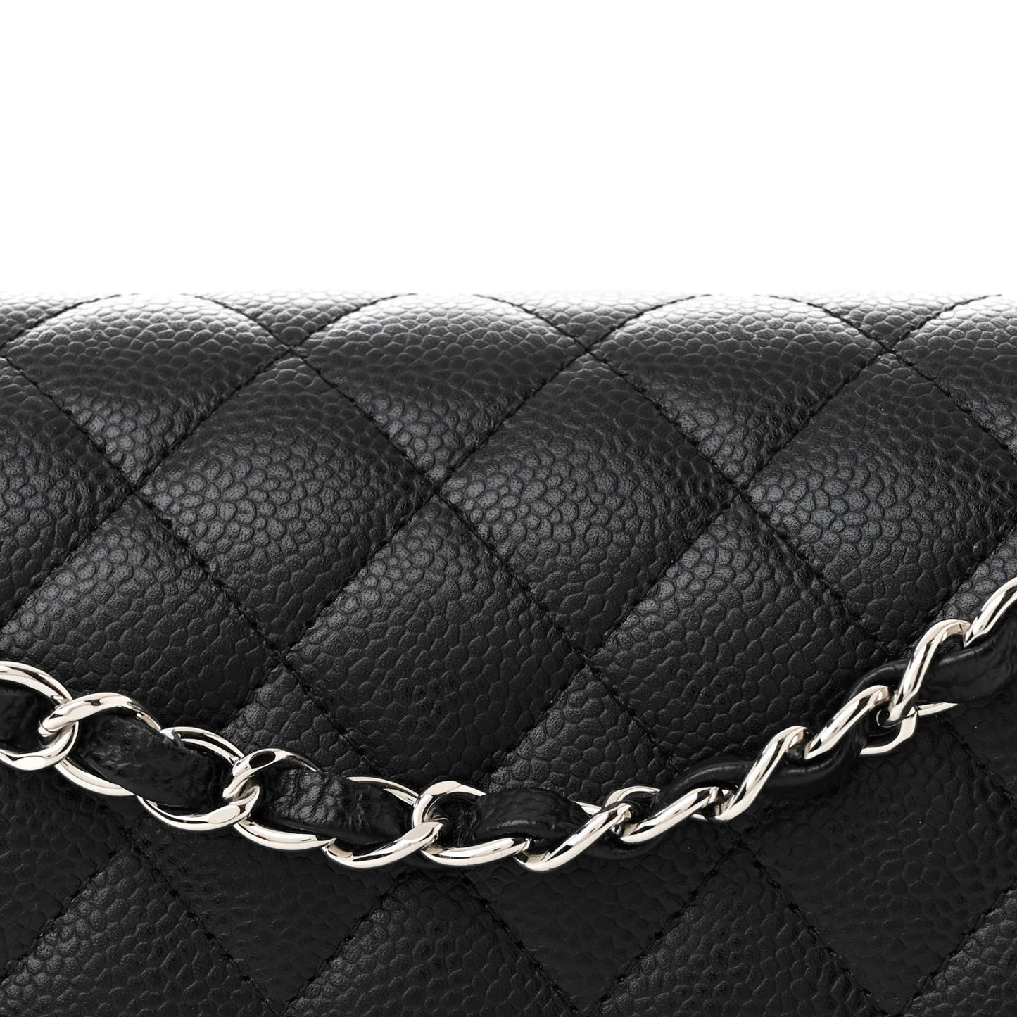 Caviar Quilted Medium Double Flap Black