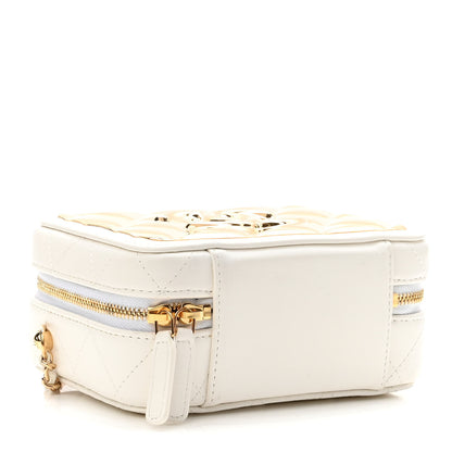 Chanel Lambskin Quilted Golden Plate Clutch With Chain White 4 of 11