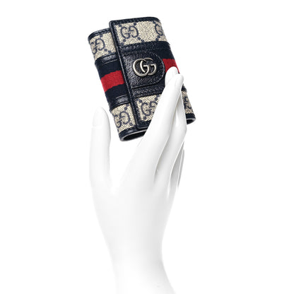 Gucci GG Supreme Monogram Web Ophidia 6 Key Holder Case Beige Blue 2 of 8