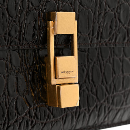 Saint Laurent Embossed Calfskin Carre Satchel Brown 12 of 12