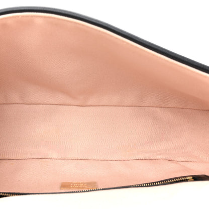 Fendi Canvas Vitello King FF Embroidered Baguette Rosa Quarzo Black 5 of 10