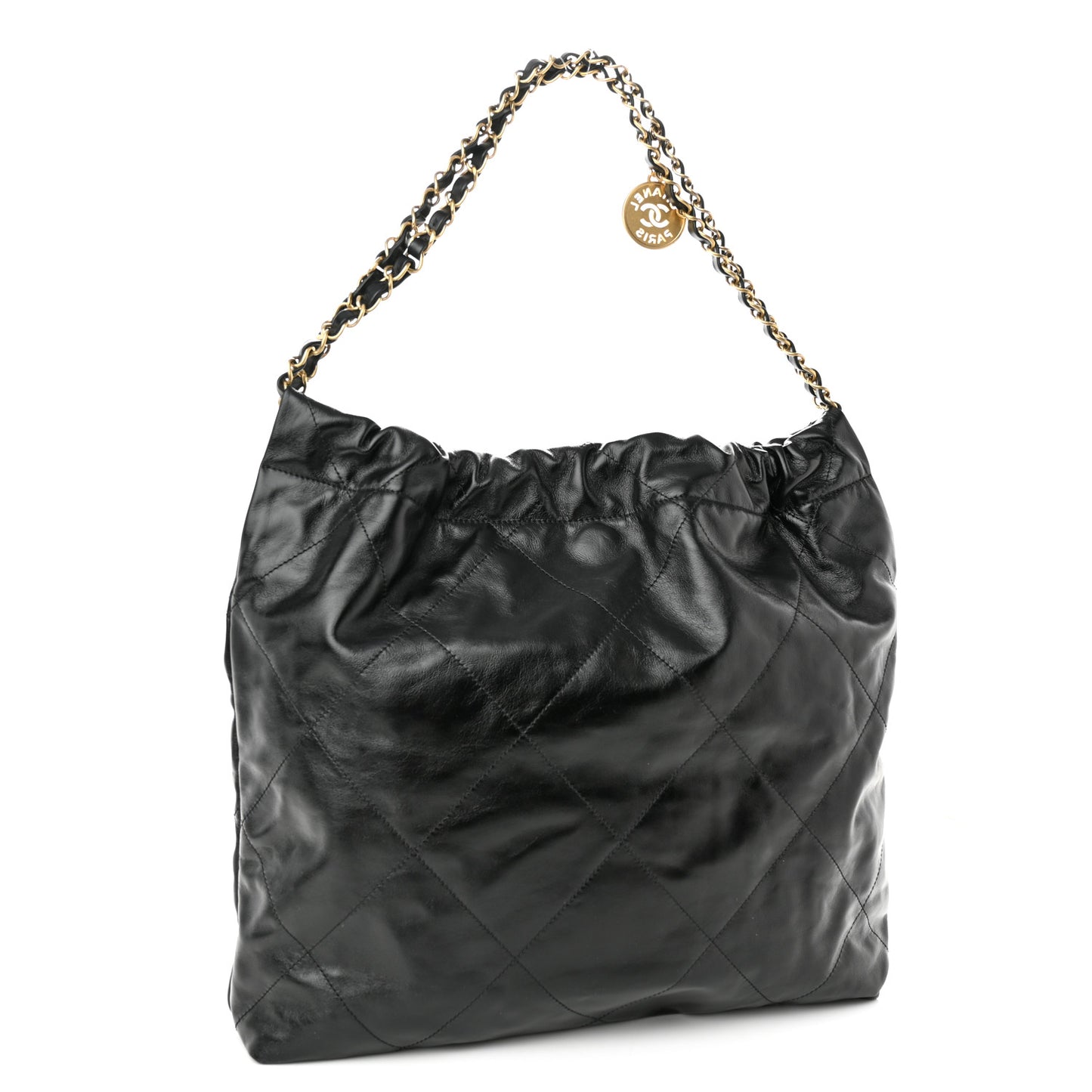 Shiny Calfskin Quilted Chanel 22 Black