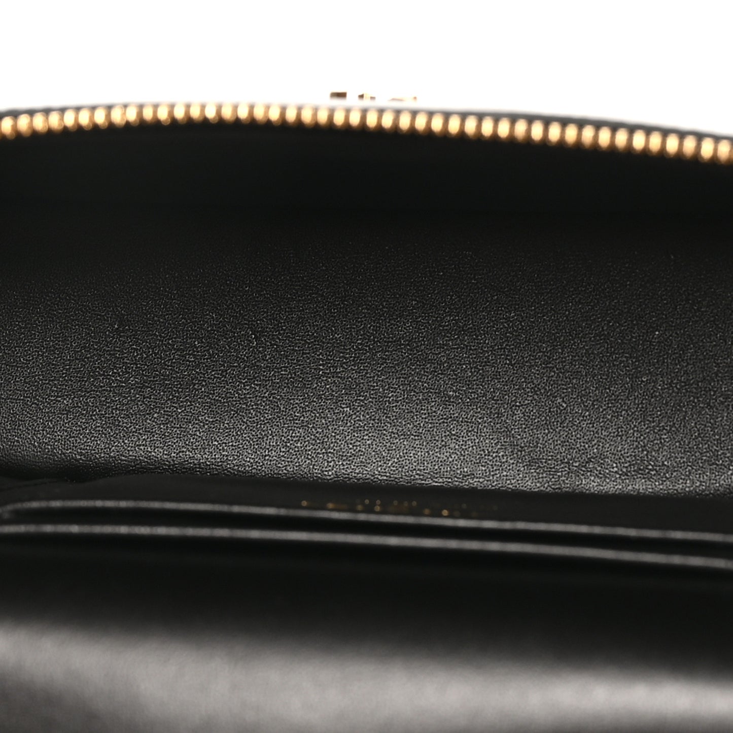 Lizard Embossed Calfskin Top Handle Slim Vanity With Chain Black