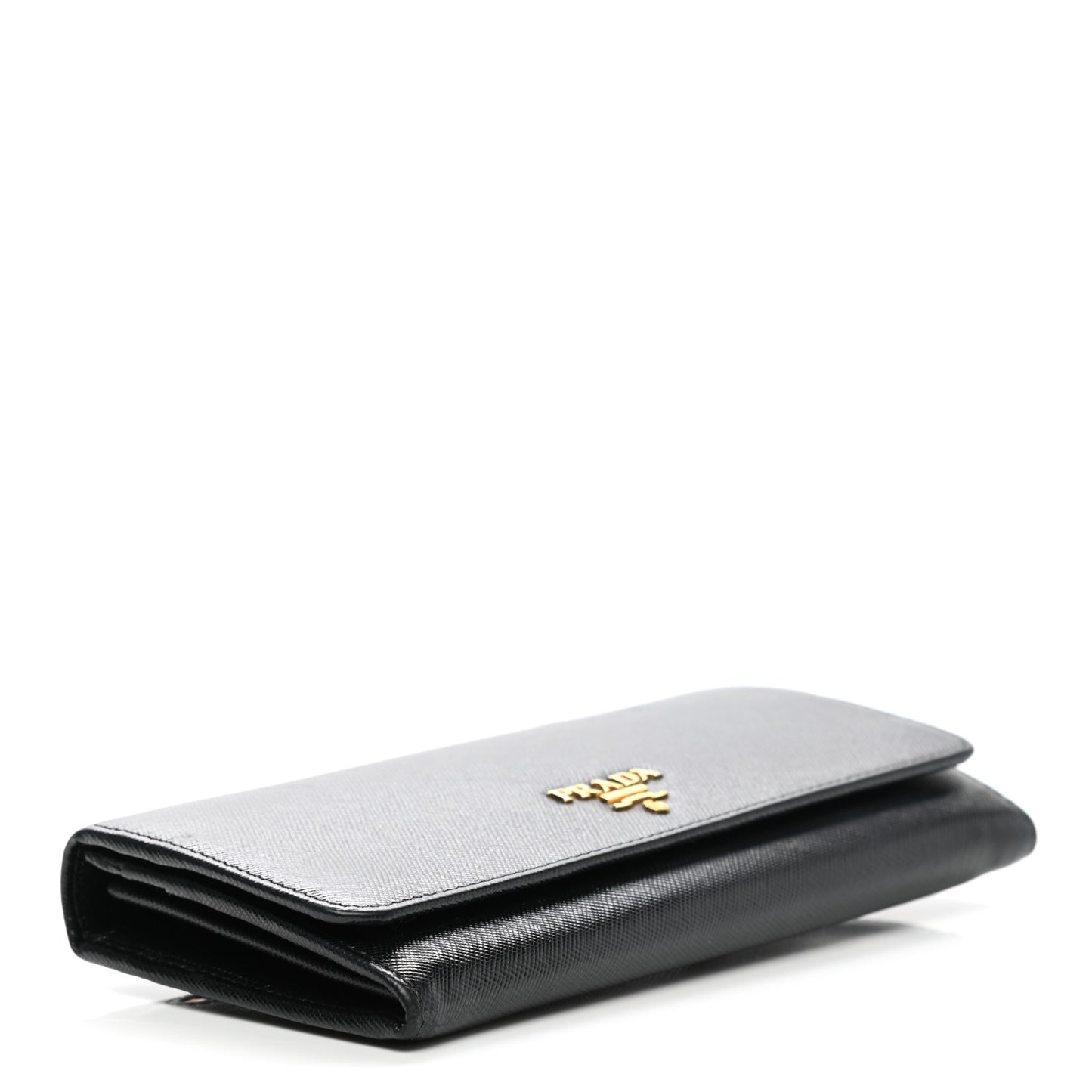 Saffiano Metal Continental Flap Wallet Black
