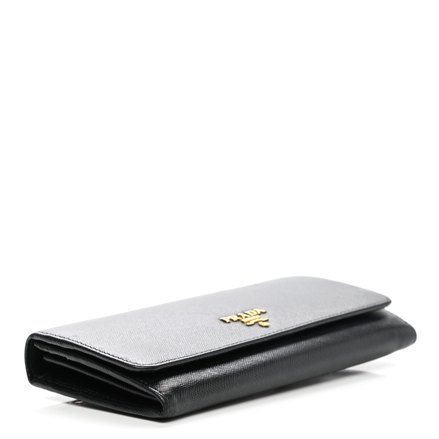 Prada Saffiano Metal Continental Flap Wallet Black 4 of 9