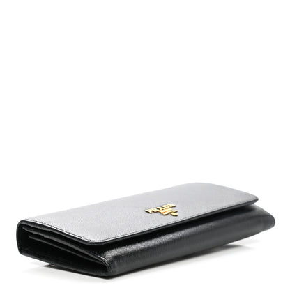 Prada Saffiano Metal Continental Flap Wallet Black 4 of 9