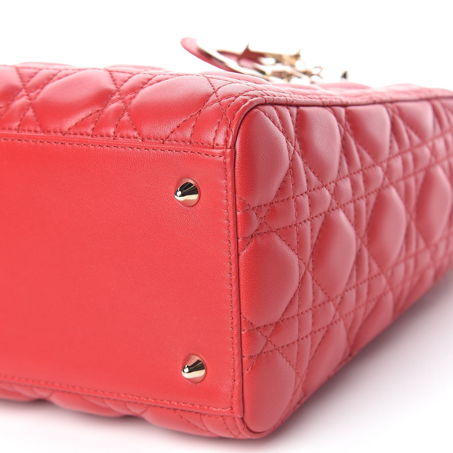 Lambskin Cannage Medium Lady Dior Red