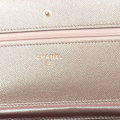 Chanel Iridescent Caviar Quilted Wallet On Chain WOC Beige 6 of 12