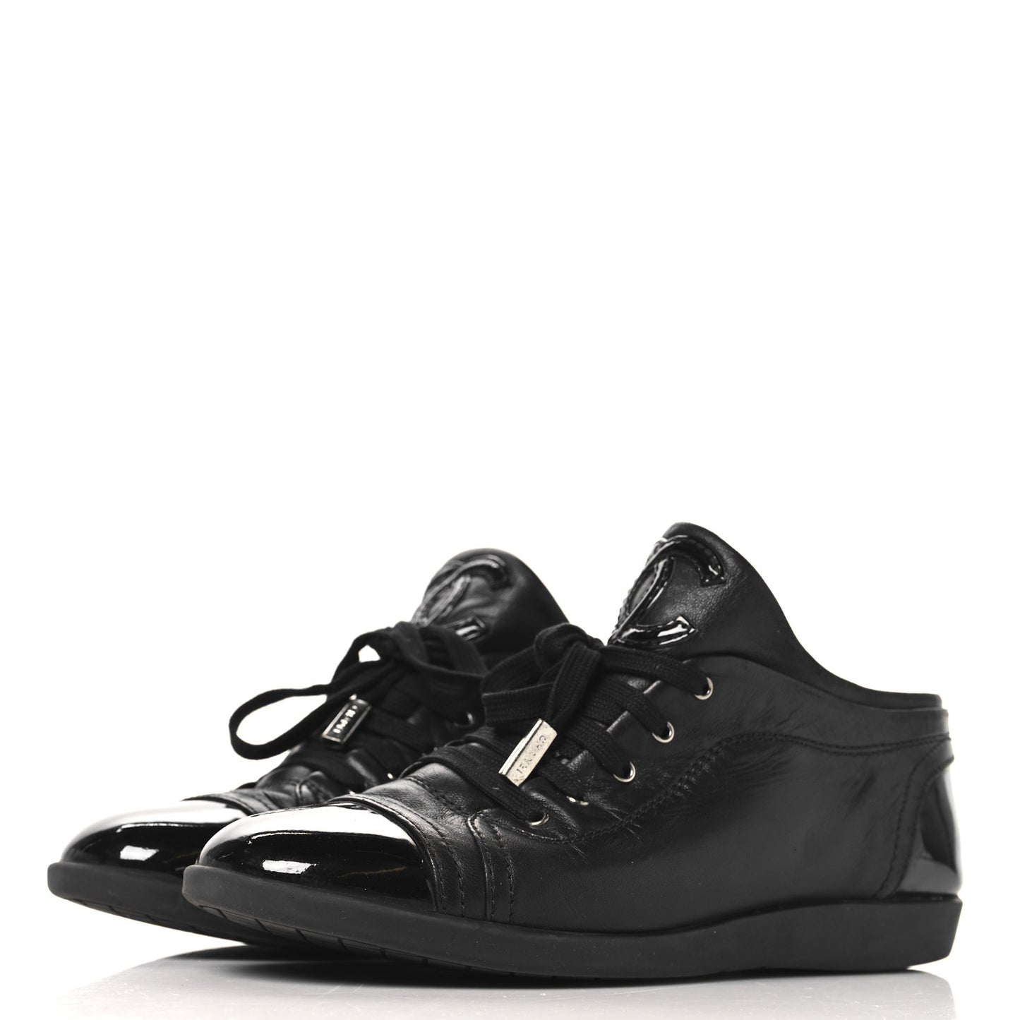 Lambskin Patent Cap Toe CC Sneakers 39.5 Black
