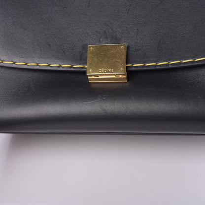 Celine Smooth Calfskin Yellow Stitching Medium Trapeze Black 14 of 14