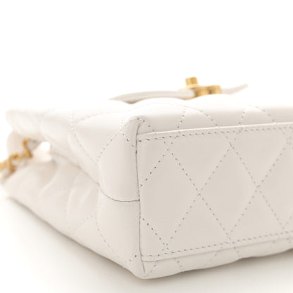 Chanel Shiny Aged Calfskin Quilted Nano Kelly Shopper White 9 of 11