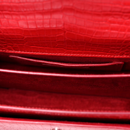 Saint Laurent Calfskin Crocodile Embossed Medium Monogram Sunset Rouge Eros 12 of 21