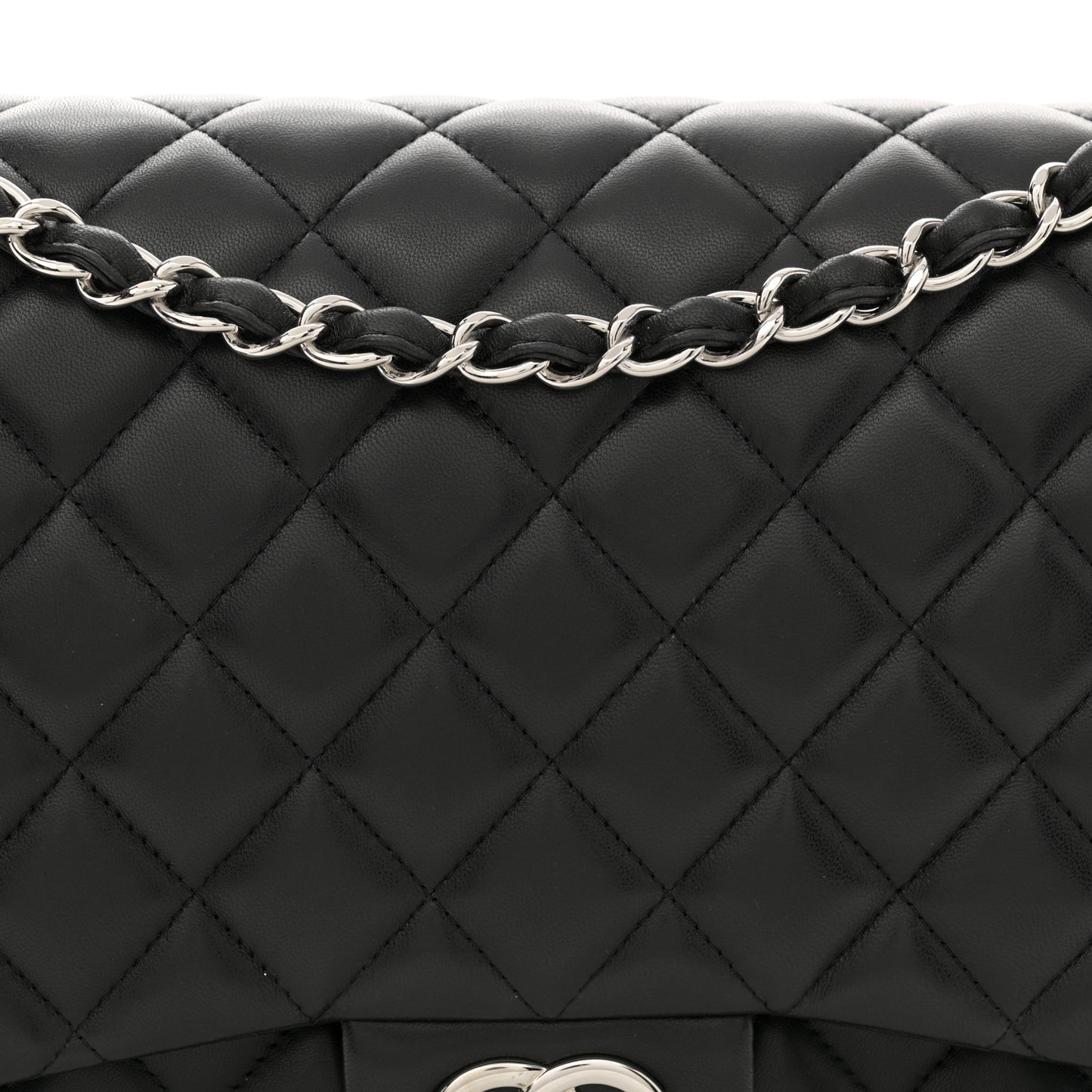 Lambskin Quilted Maxi Double Flap Black