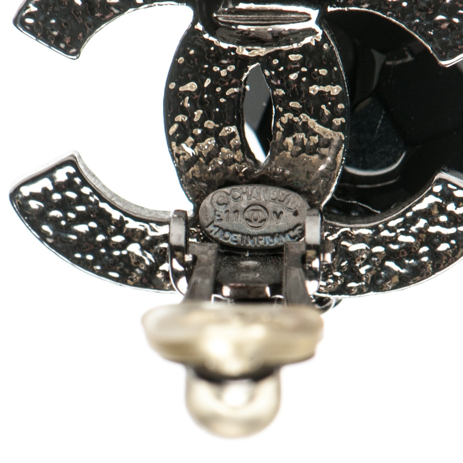 Chanel Ruthenium CC Bead Drop Clip On Earrings Black 4 of 4