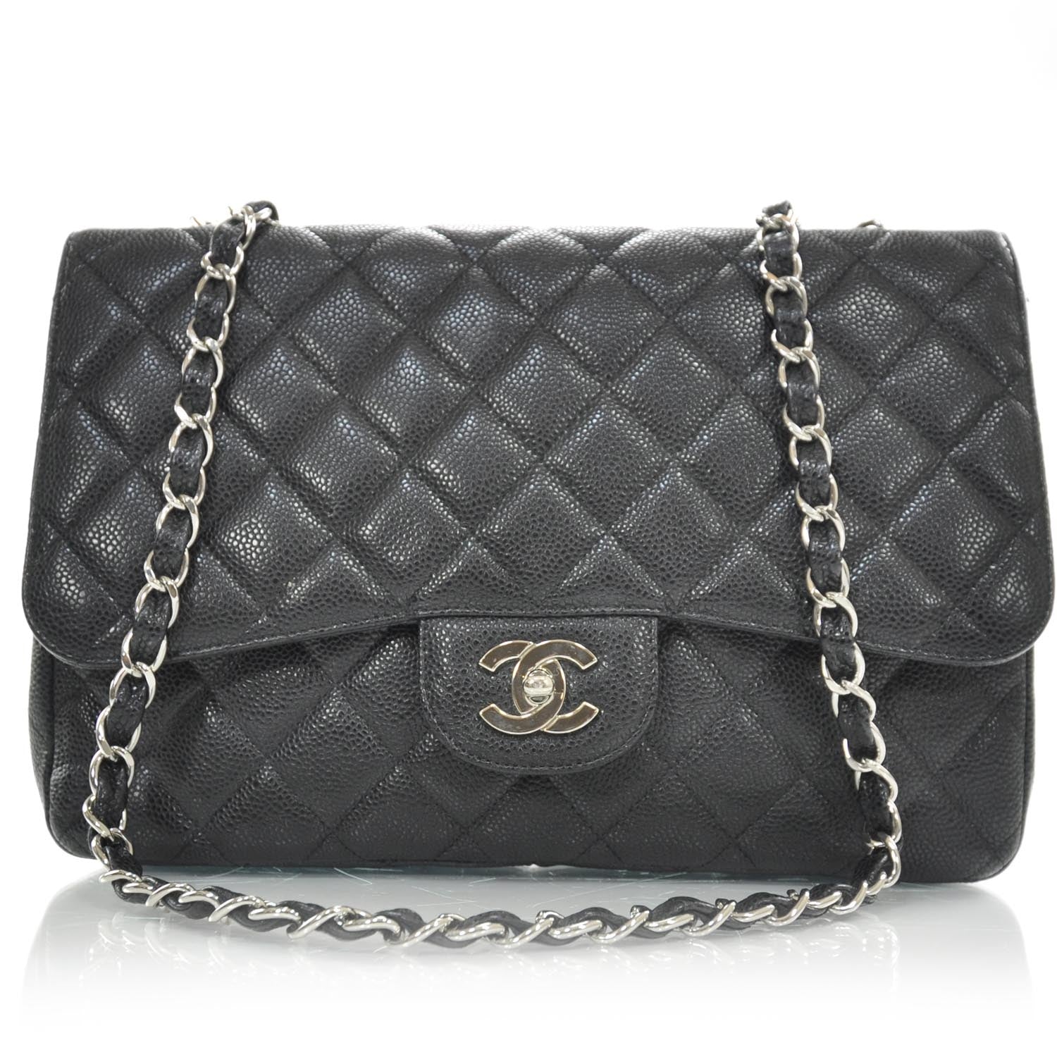 Chanel Caviar Jumbo Single Flap Black SHW 1 of 10