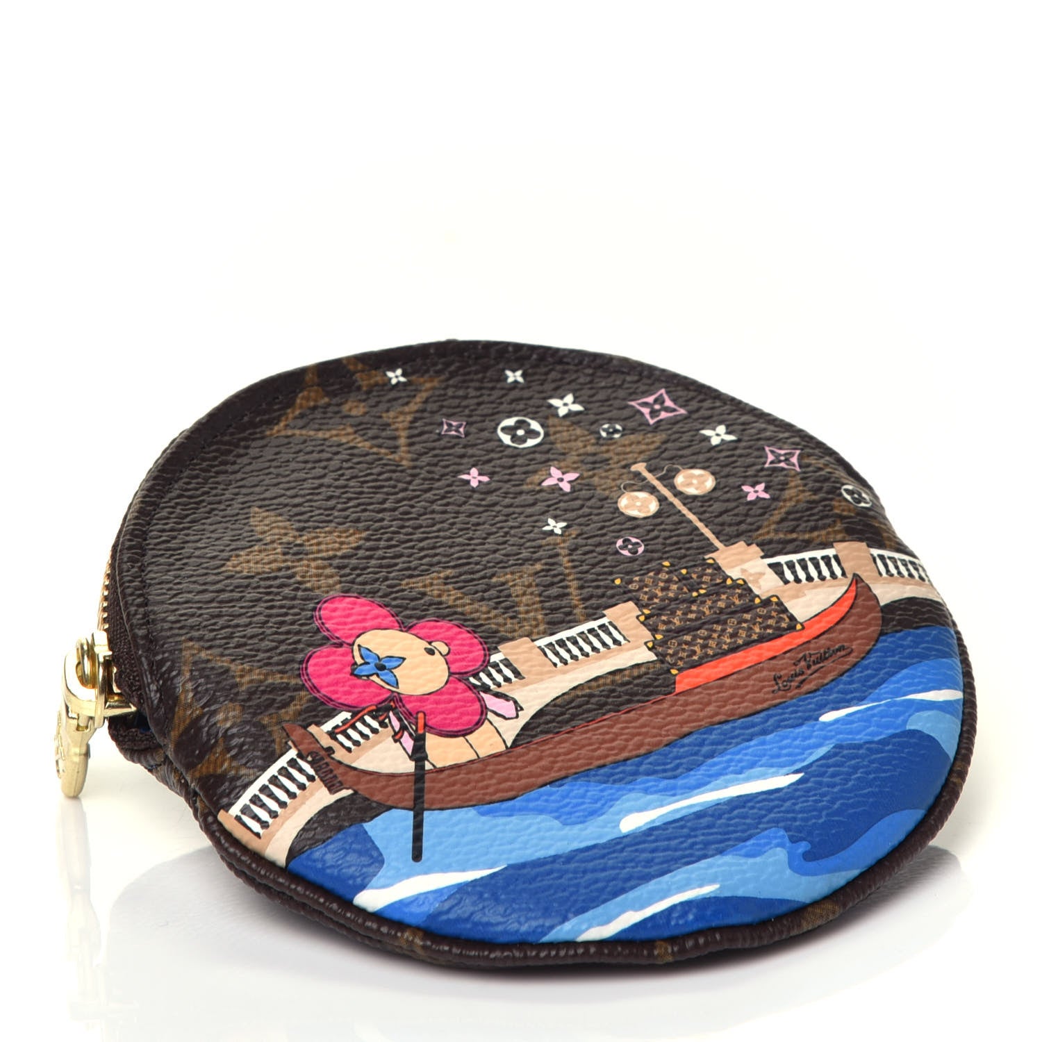 Louis Vuitton Monogram 2019 Christmas Animation Round Coin Purse Blue 4 of 7