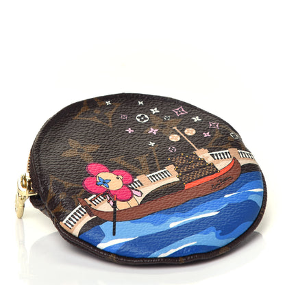 Louis Vuitton Monogram 2019 Christmas Animation Round Coin Purse Blue 4 of 7