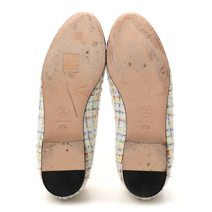 Chanel Tweed Grosgrain Cap Toe Ballerina Flats 37 White Multicolor 37.5 White Multicolor 6 of 11