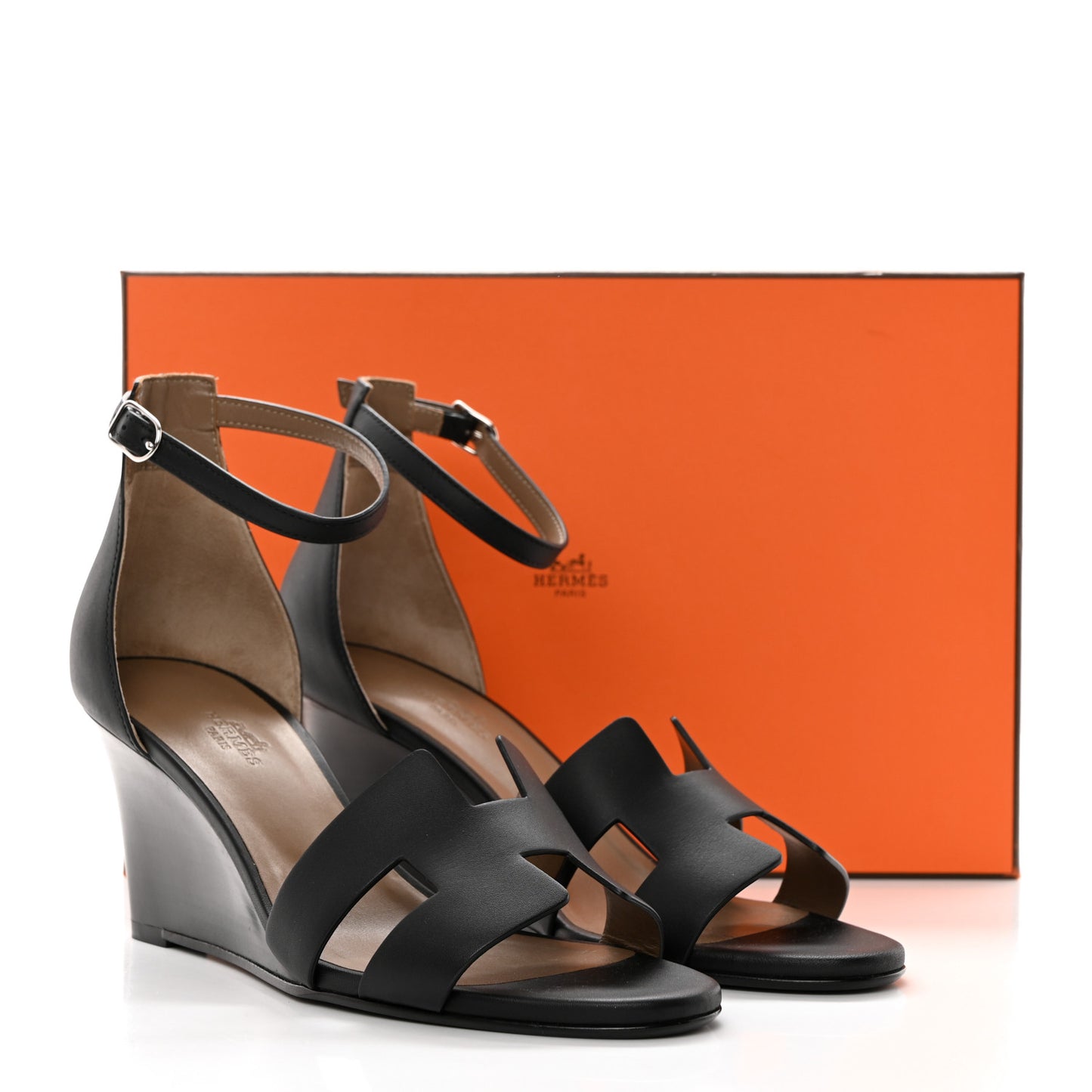 Calfskin Legend Wedge Sandals 39 Black