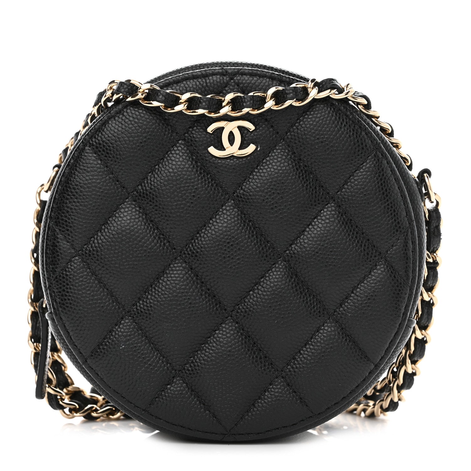 Chanel Caviar Quilted Round Clutch With Chain Black 1 of 12
