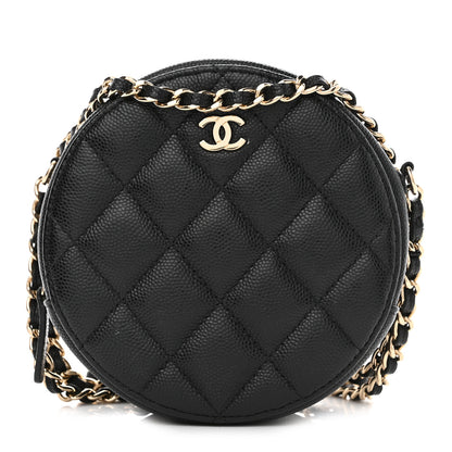 Chanel Caviar Quilted Round Clutch With Chain Black 1 of 12