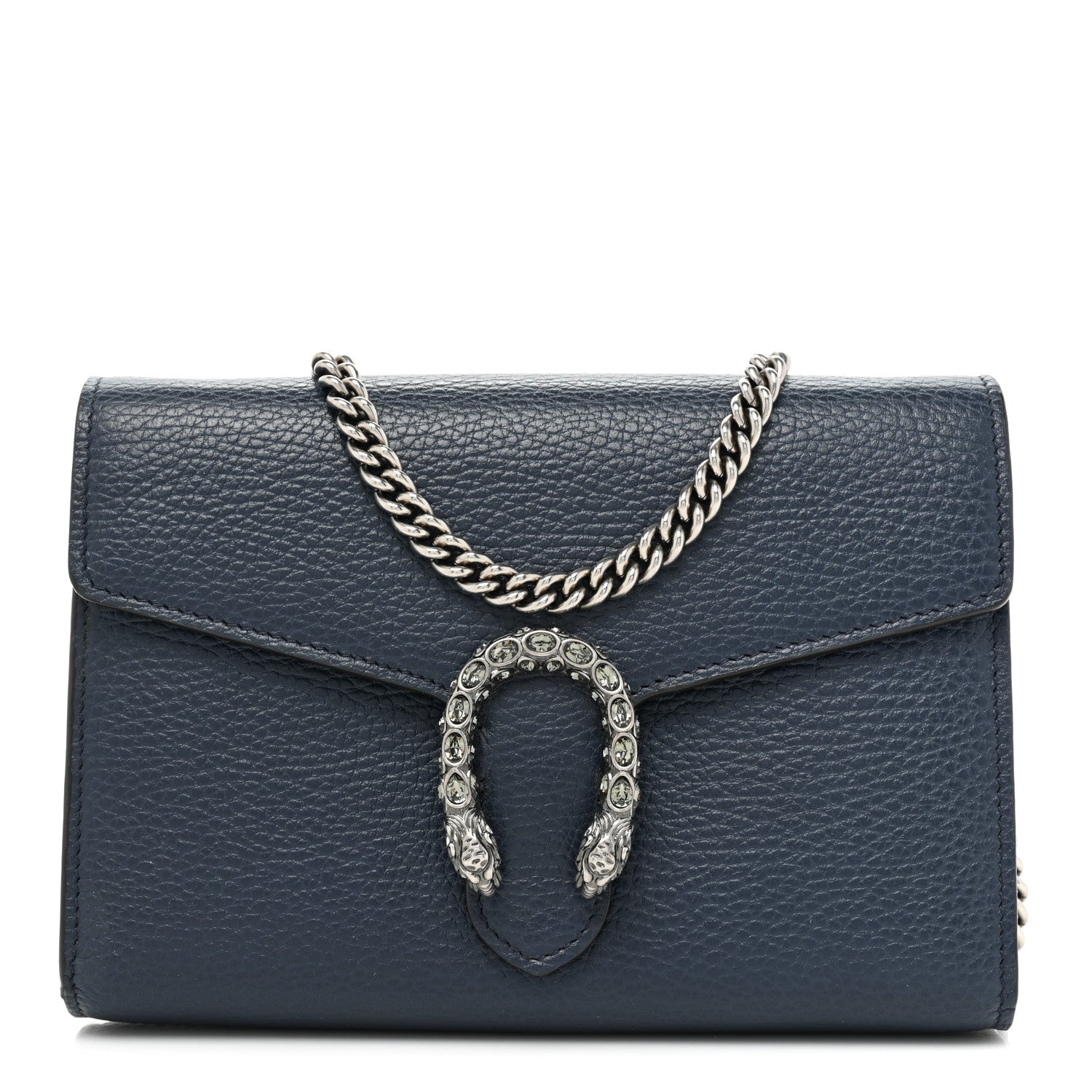 Gucci Dollar Calfskin Crystal Mini Dionysus Chain Wallet Blue Agata Black Diamond 1 of 15