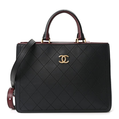 Chanel Bullskin Stitched Bi-Color Medium Shopping Tote Black 1 of 10