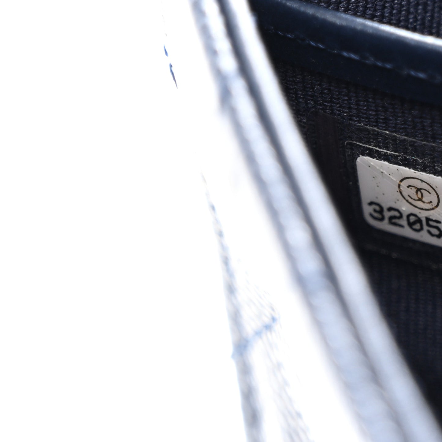 Caviar Quilted Crystal Long Flap Wallet Navy Blue