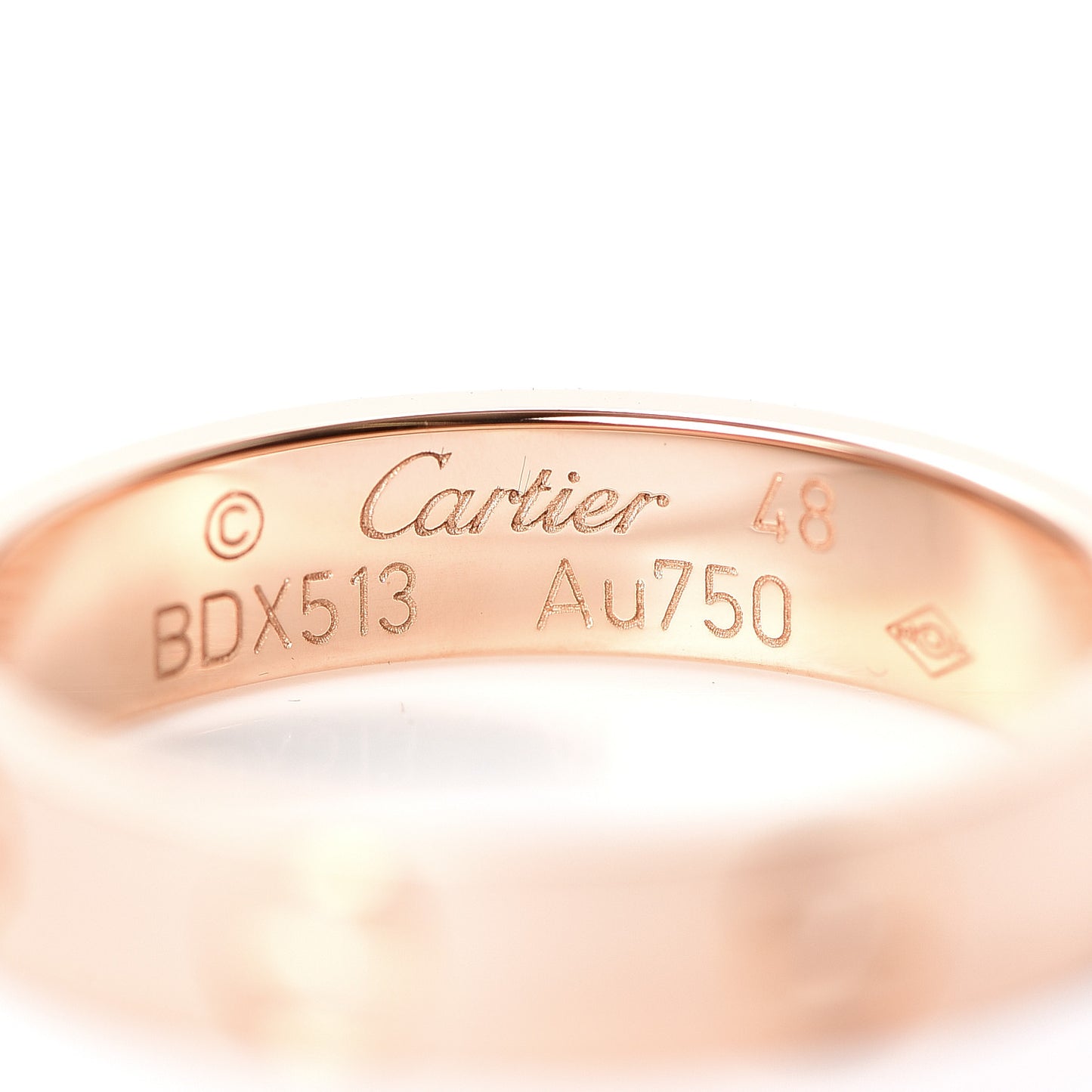 18K Pink Gold 3.5mm LOVE Wedding Band Ring 48 4.5