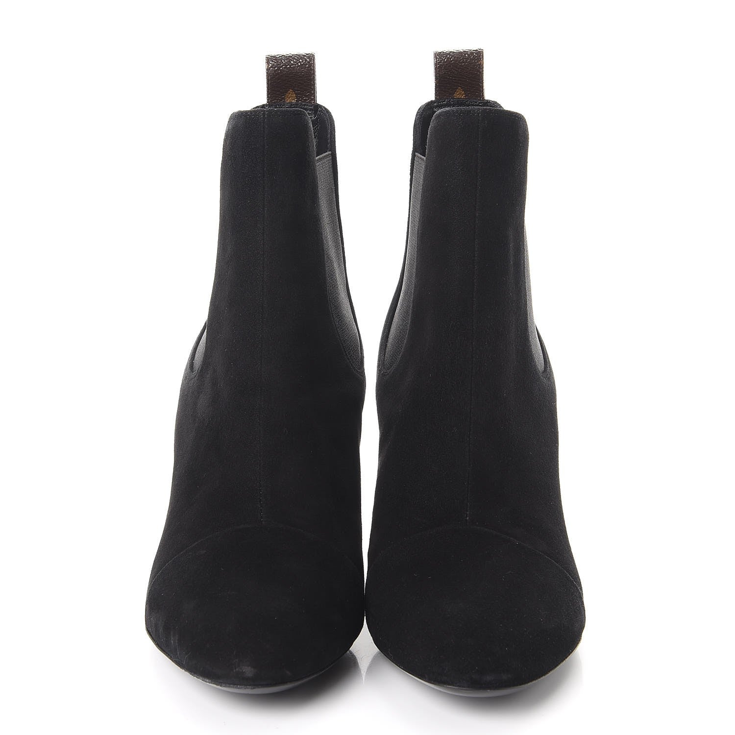 Louis Vuitton Suede Monogram Uniformes Cap Toe Chelsea 75mm Ankle Boots 38 Black 2 of 12