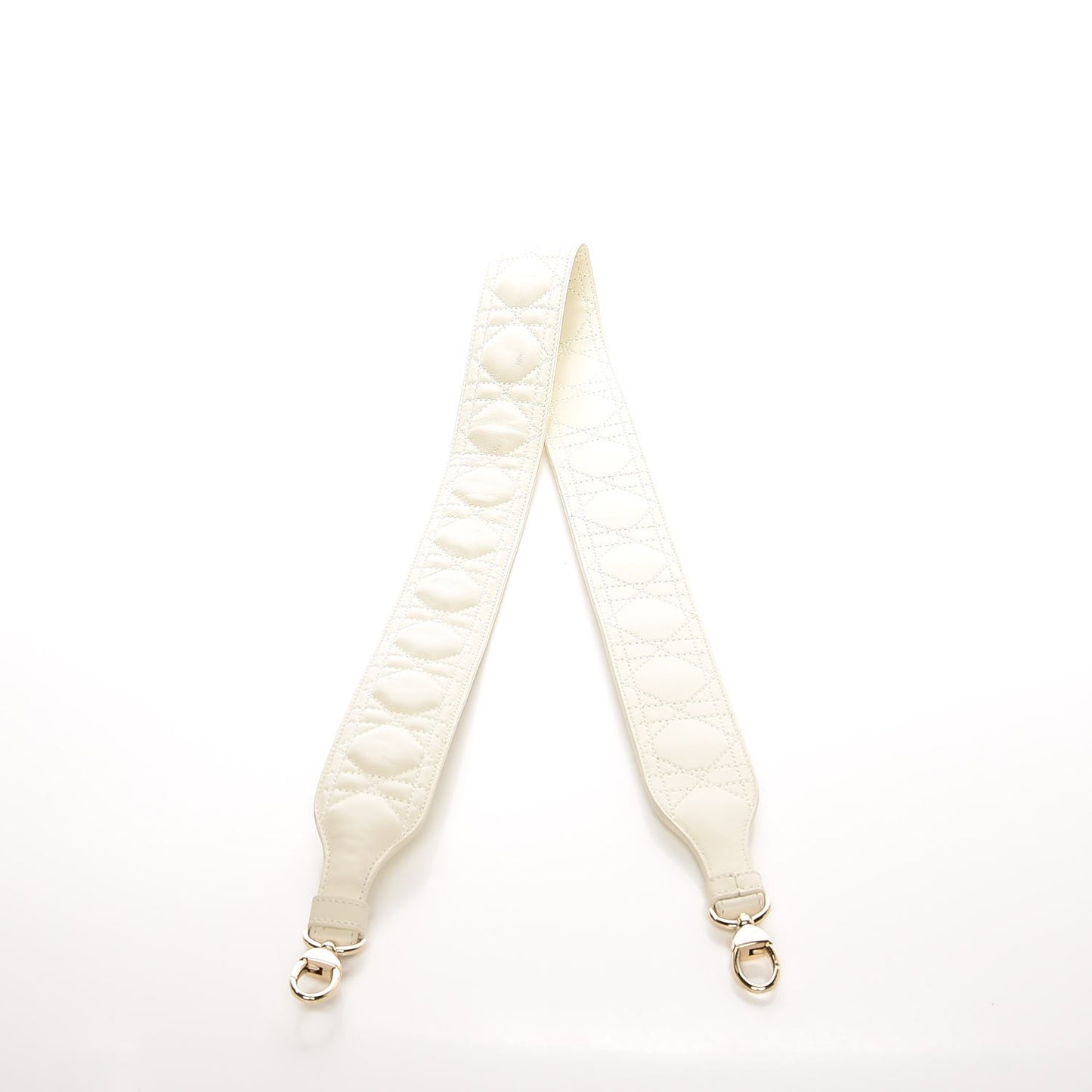 Lambskin Cannage Shoulder Strap White