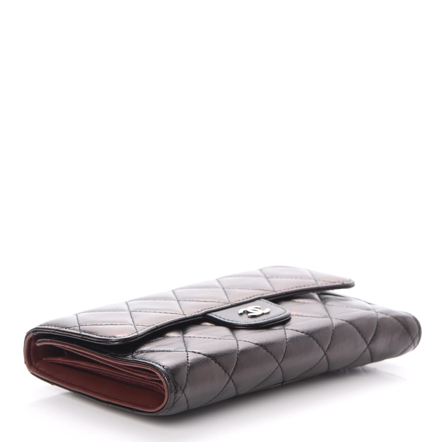 Chanel Lambskin Quilted Large Flap Wallet Black 4 of 10