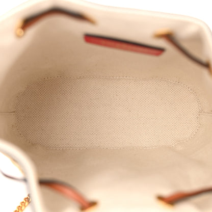 Valentino Garavani Raffia Calfskin Vlogo Drawstring Shoulder Bag Naturale Saddle Brown 5 of 10