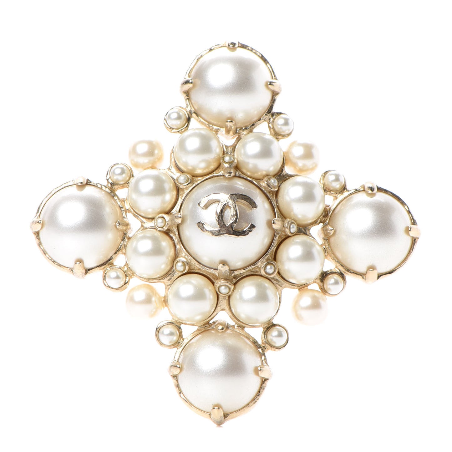 Pearl CC Brooch Gold