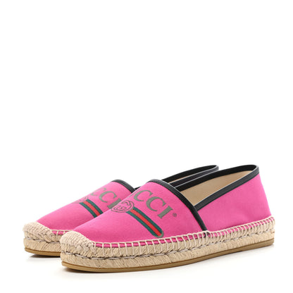 Gucci Canvas Logo Espadrilles 38.5 Cyclamen Rose Black 3 of 4