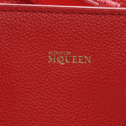 Alexander McQueen Pebbled Calfskin Small Skull Padlock Zip Around Tote Red 6 of 7