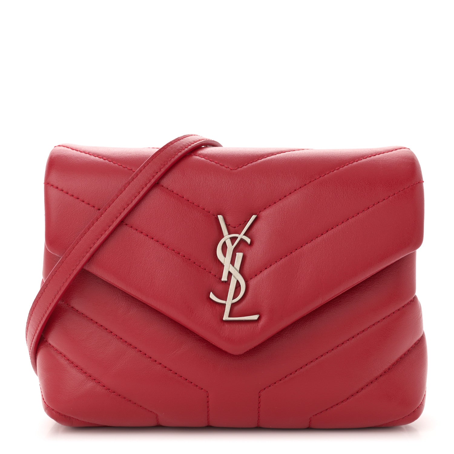 Saint Laurent Calfskin Y Quilted Monogram Toy Loulou Crossbody Bag Rouge Eros 1 of 13